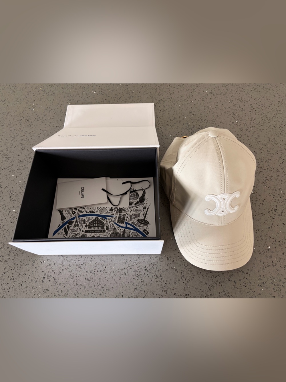 Celine Triomphe Cream Baseball Cap Authentic Size S - Picture 2 of 16